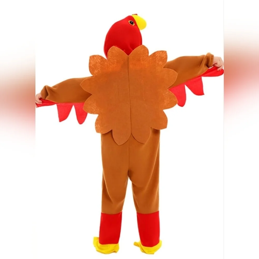 Kids Turkey Thanksgiving Costume Jumpsuit Hat Wings Outfit Fall Festival